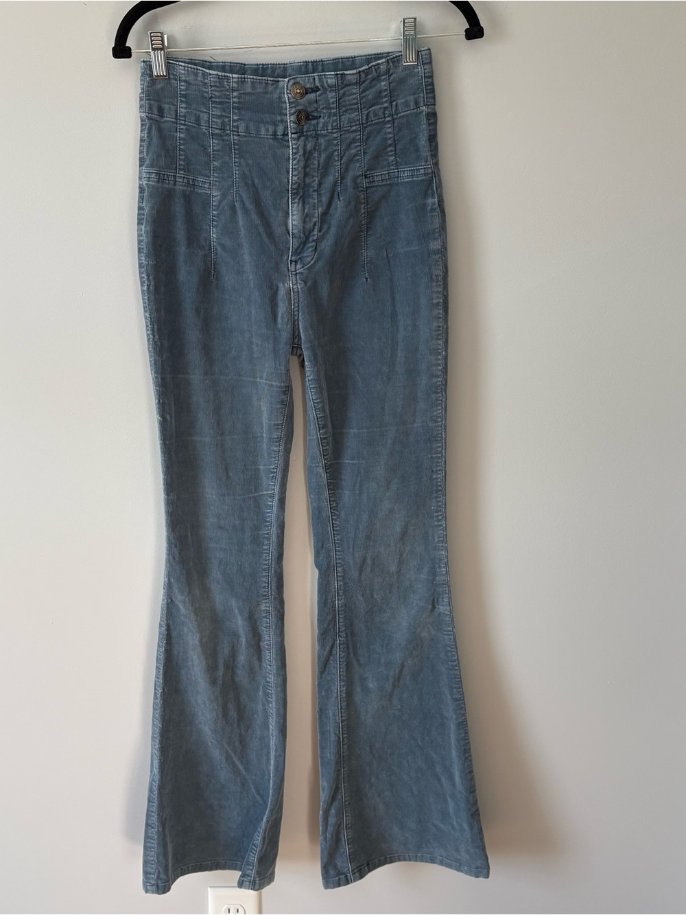 We The Free/Free People Jayde Flare Corduroy Light Blue High Waist Stretch Jeans